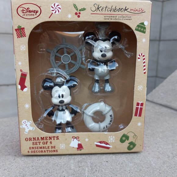 Disney Store Sketchbook Minis Mickey & Minnie Holiday Ornaments - Picture 2 of 9